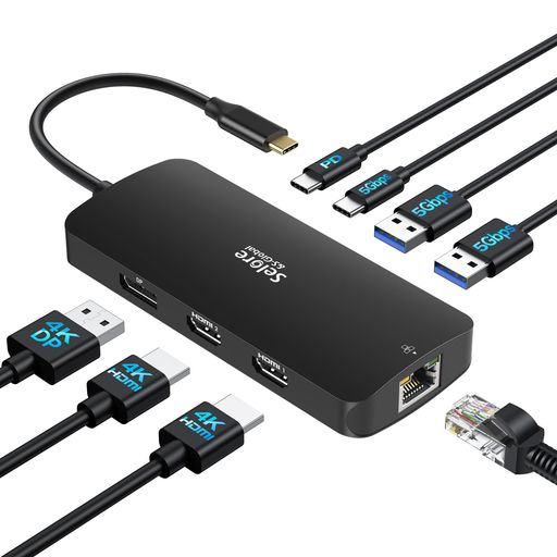 【マルチ管する3画面取りひろげる2つHDMI+DP+ローカルエリアネットワーク】Selore8インチ1縛ステイションhdmi2つ4K相応う3画面最終生産物移動性手合い100W手っとり早い申し受けるDisplayportLAN2USB-A/USB-C3.0界面
