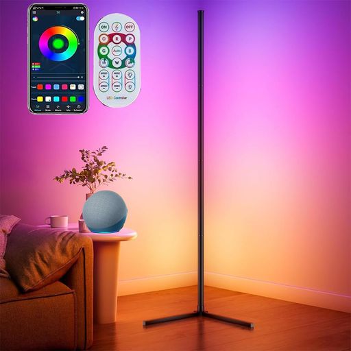 Alexa対応コーナーライトRGBフロアランプ音楽連動機能搭載スマートモダン設計1600万色のカスタムカラー&68以上のシーンモードAPP・リモコン操作寝室・リビング・ゲームルーム用