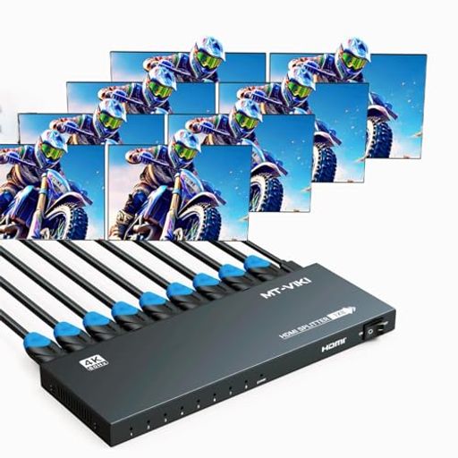 MT-VIKI HDMI分かち合う器 4K@60サイクル、HDMI分かち合う器 1インプット 8最終生産物、RGB 4:4:4、HDMI2.0b、HDCP2.2、18Gbps、なおなお書き4 Fire Stick 高品位テレビ用盛りだくさんUHD分かち合う器