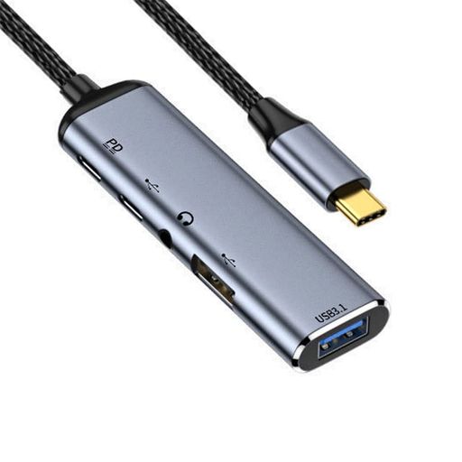 CablecUSB-CType-C変換オーディオ3.5MMデュアルUSB3.0HUB変換器マルチポートアダプタ、100WPD電源ジャック付き