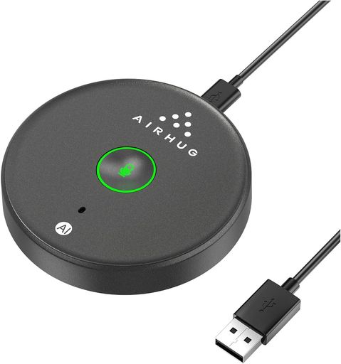 AIRHUGUSBマイクAIノイズリダクションLEDインジケーター付きデスクトップゲームプラグアンドプレイ360°全指向性コンデンサーマイクPCラップトップオンライン会議Skype録音チャットZoom