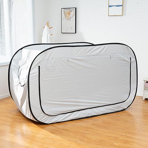 屋内ベッドテント、ポップアップベッドテント ポリエステル 遮光 実用的 折りたたみ式 (白)|VlookupStore 店