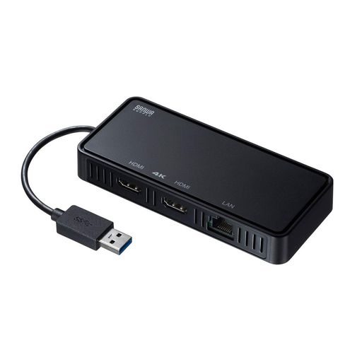 サンワサプライ USB3.1-HDMIディスプレイアダプタ(4K対応・ 2出力・LAN-ポート付き) USB-CVU3HD3|VlookupStore 店