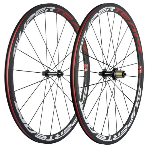 SUPERTEAM38/23粍カーボンファイバーロードバイクーホイールセット700c車輪R13ハブブ(白いこと/赤いこと)