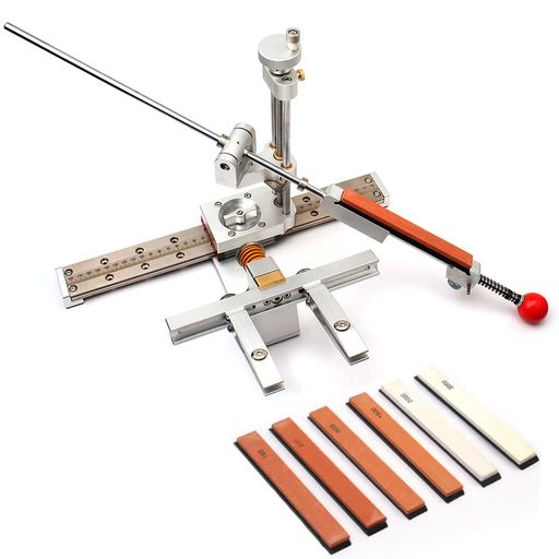FTtool 研ぎ器 角度固定 0.1mm 高精度 360°回転 研ぎガイド 砥石6個付 シルバー 包丁/カンナ/ノミ研ぎ 切れ味復元|VlookupStore 店
