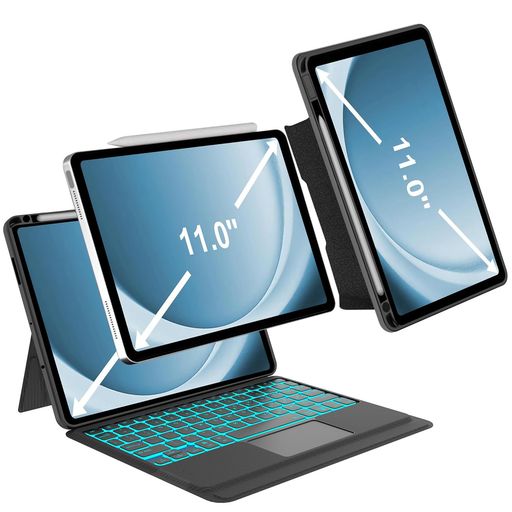 高級版「横/縦両方対応」iPadPro11キーボードケース(M4M5)11インチ用タッチパッド搭載超薄軽量分離式ワイヤレスbluetoothキーボードカバー多角度調整バックライト付きPencil収納