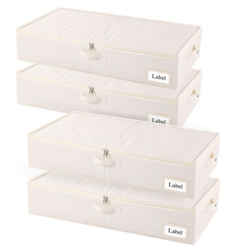 Yawinheベッド下収納ベッド下収納ケース布団収納袋折りたたみ式60x30x15cm大容量持ち手付き防塵ファスナー式衣類収納袋衣類、布団、毛布の収納に適しています(ベージュ色4個セット)