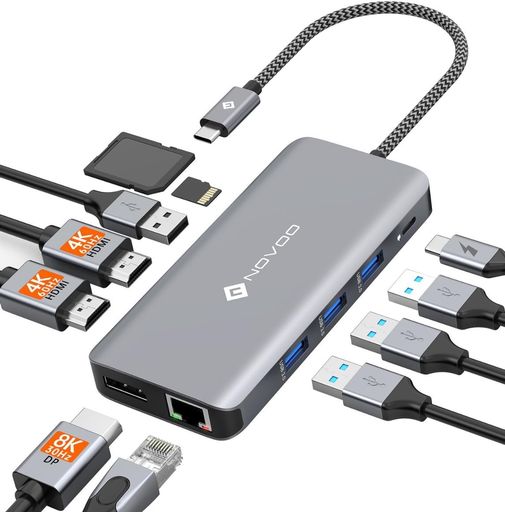NOVOOUSBC縛ステイション4Kトリプル見せびらかす11-インチ-1デュアル4K@60HzUSBCHDMIこしき【DP/2HDMI/4USB/PD100W手っとり早い申し受ける/SD/TF/イーサネット】