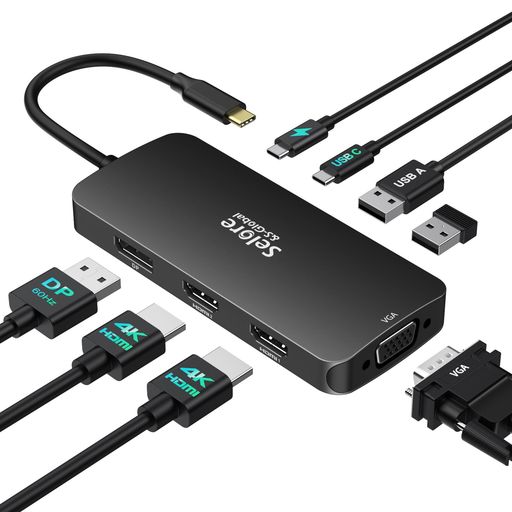 【2つHDMI+DP+VGA4画面取りひろげる】USBCハブドッキングステーションhdmi2界面4画面取りひろげる能力のある4K相応う100W手っとり早い申し受けるDisplayportVGA2USBA2.0MacBookPro/Air2020
