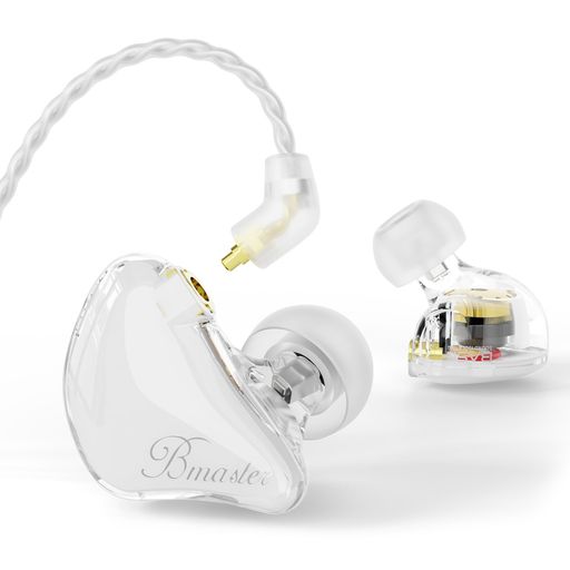 BASNBmasterIEMモニターイヤホントリプルドライバーインイヤーモニター2本の着脱可能MMCXケーブル付属音楽家/ドラマー向けカナル型有線イヤホン(White)