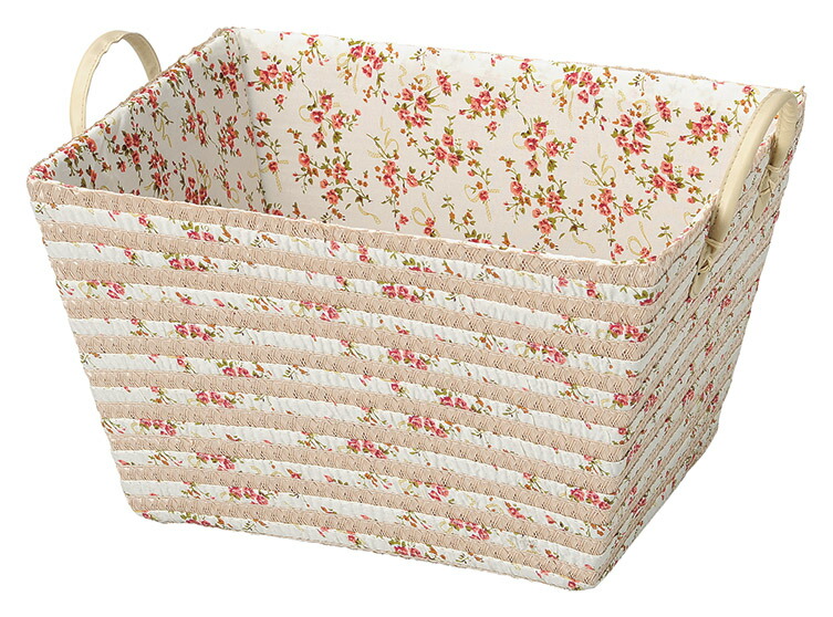 楽天市場】バスケット PP 花柄 カゴ 籠 小物入れ 内布付き 軽量
