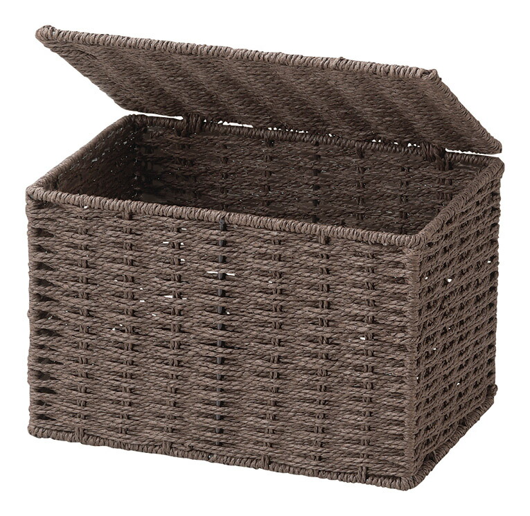 楽天市場】収納 ボックス PPストラップバスケット フタ付き ダーク