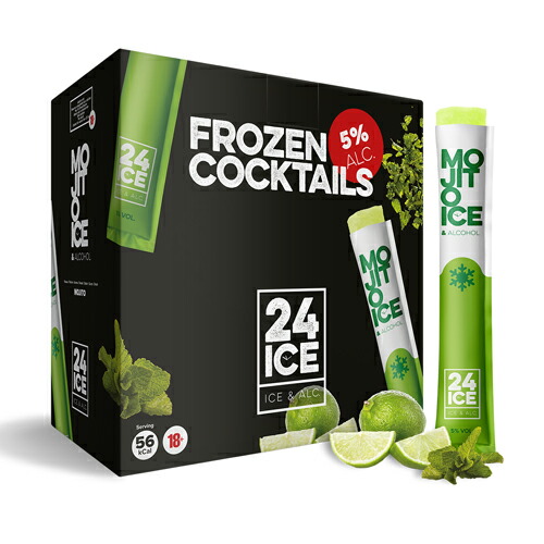 【全品P3倍 7/25限定】 24ICE モヒート 65ml × 50本 5度 送料無料 ケース販売 凍らせて食べるカクテル フローズンカクテル リキュール 24アイス トゥエンティーフォーアイス FROZEN COCKTAILS 虎S|ウォッカ&テキーラ専門VodkaVakka