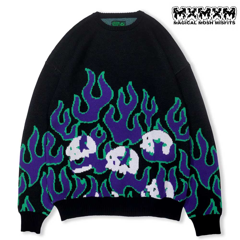 スケボー メンズ ニット 長袖 MAGICAL MOSH MISFITS マジカルモッシュミスフィッツ FIRE SWEATER 【M2055】ブランド スケートボード SKATE 公式 正規店｜ヴォーグスポーツ店 12,705円