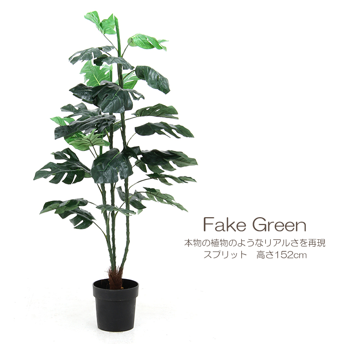 観葉植物 フェイク 152cm インテリア スプリット 造花 人工観葉植物 モンテスラ 水やり不要 枯れない 大型 おしゃれ 7号鉢 Antaraglobal Org