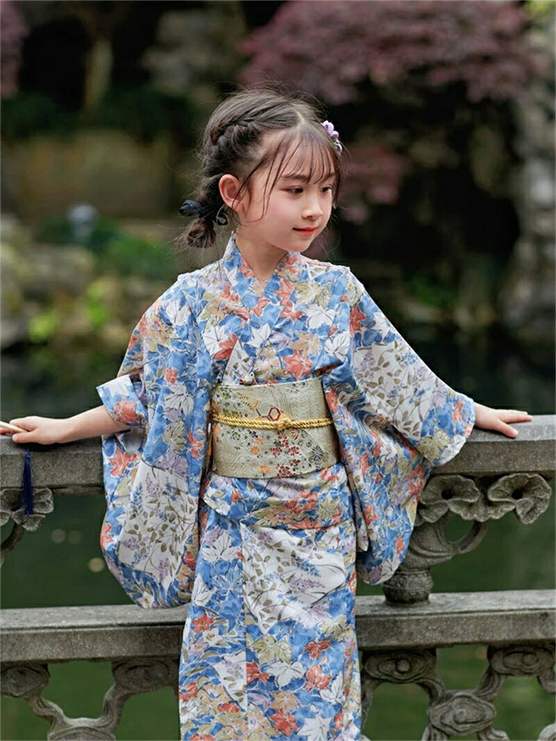 子供 浴衣 ゆかた yukata 花柄 子ども 女の子 キッズ 簡単着付け 作り帯 セット 和柄 レトロ 洗える 夏祭り 夕涼み会 花火 お祭り 文化祭 盆踊り お盆休み お祝い プレゼント 可愛い おしゃれ 女児 小学生 中学生 七五三 90 100 110 120 130 140 150 160