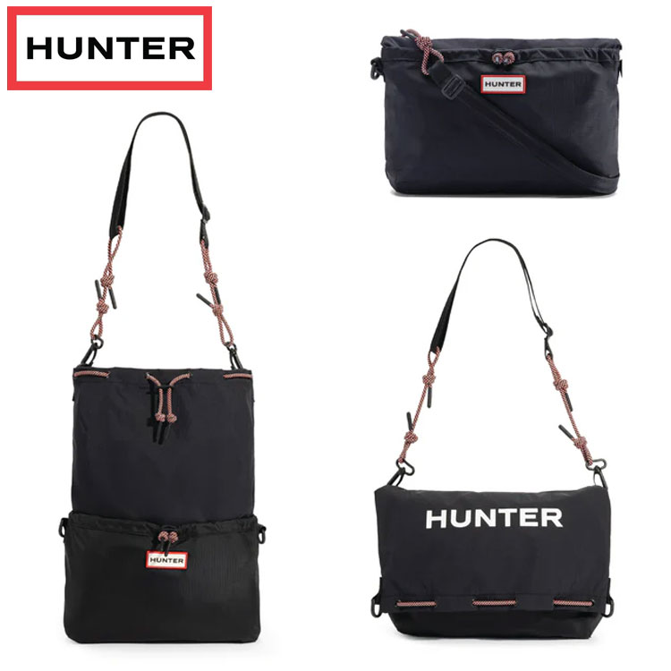ハンター HUNTER トラベル マルチファンクション サコッシュ ブラック 3WAYバッグ レッドボックスロゴ UBX7124NRS RBO