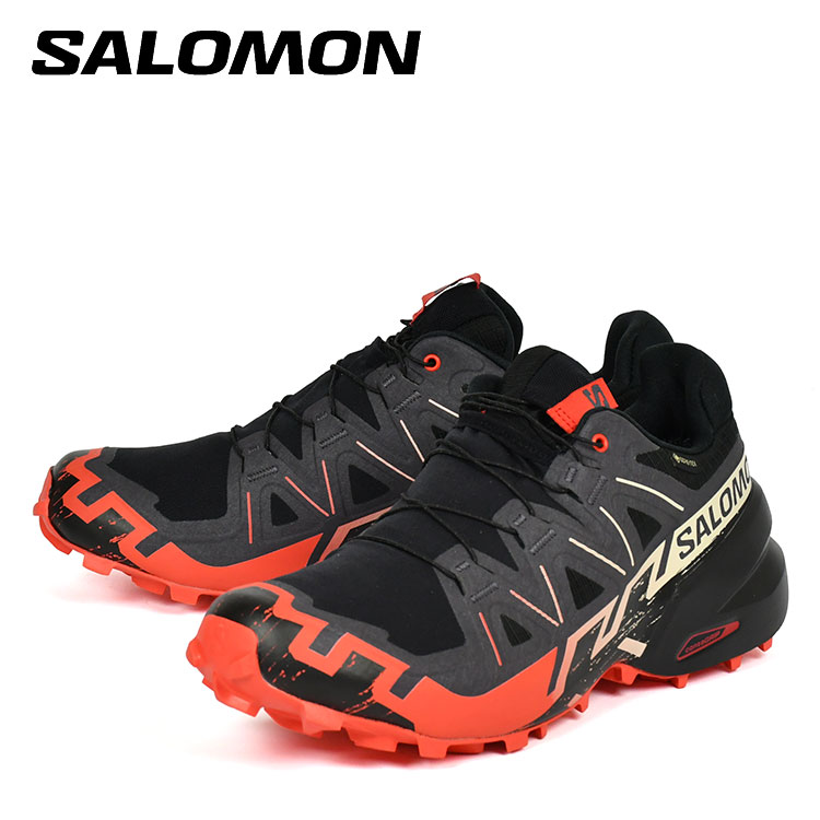 サロモン す早さ差し交わす ゴアテックス 黒いこと/赤いこと  SALOMON SPEEDCROSS 6 GORE-TEX Black/Fiery Red/Almond Milk L49226000