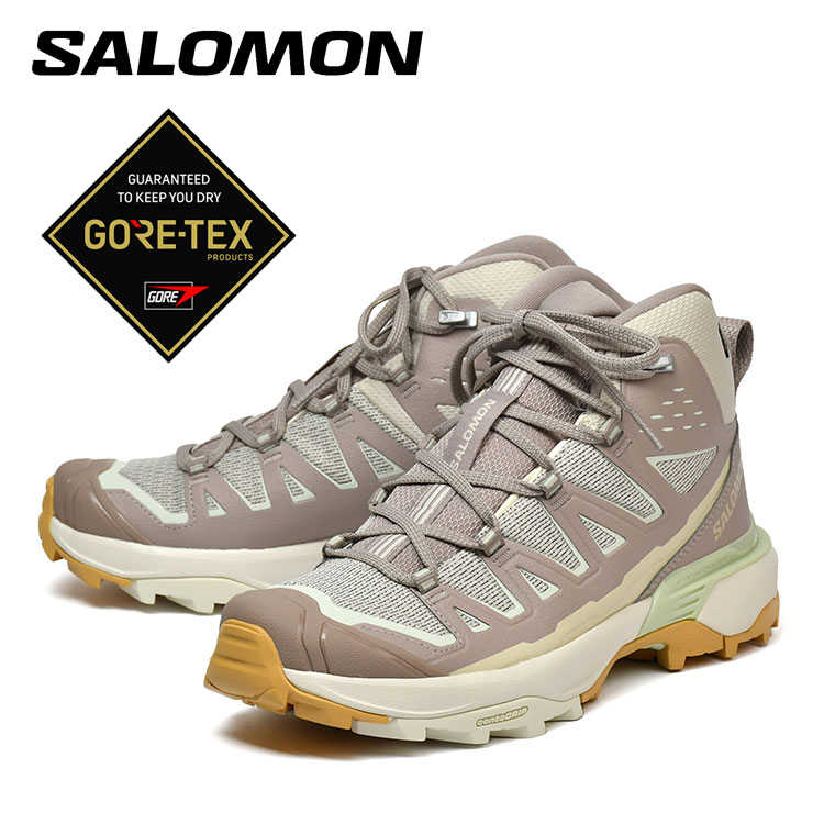サロモン ウルトラ エッジミッド ゴアテックス 防水 SALOMON X ULTRA 360 EDGE MID GORE-TEX Rainy Day/Etherea/Canary Green ハイキング L47816300｜Voks