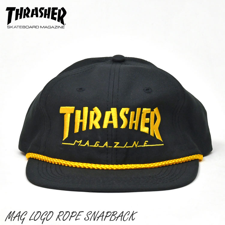 楽天市場 特別価格 スラッシャー キャップ Usa企画 トラックキャップ スナップバック Thrasher Mag Logo Rope Snapback Black Yellow 国内正規品 スケートボード Voks