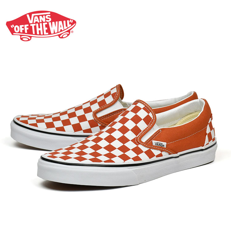 バンズ スリッポン USA VANS スニーカー チェック柄 CLASSIC SLIP-ON COLOR THEORY  CHECKERBOARD BURNT OCHRE ヴァンズ スケートシューズ VN0A7Q5DGWP Voks