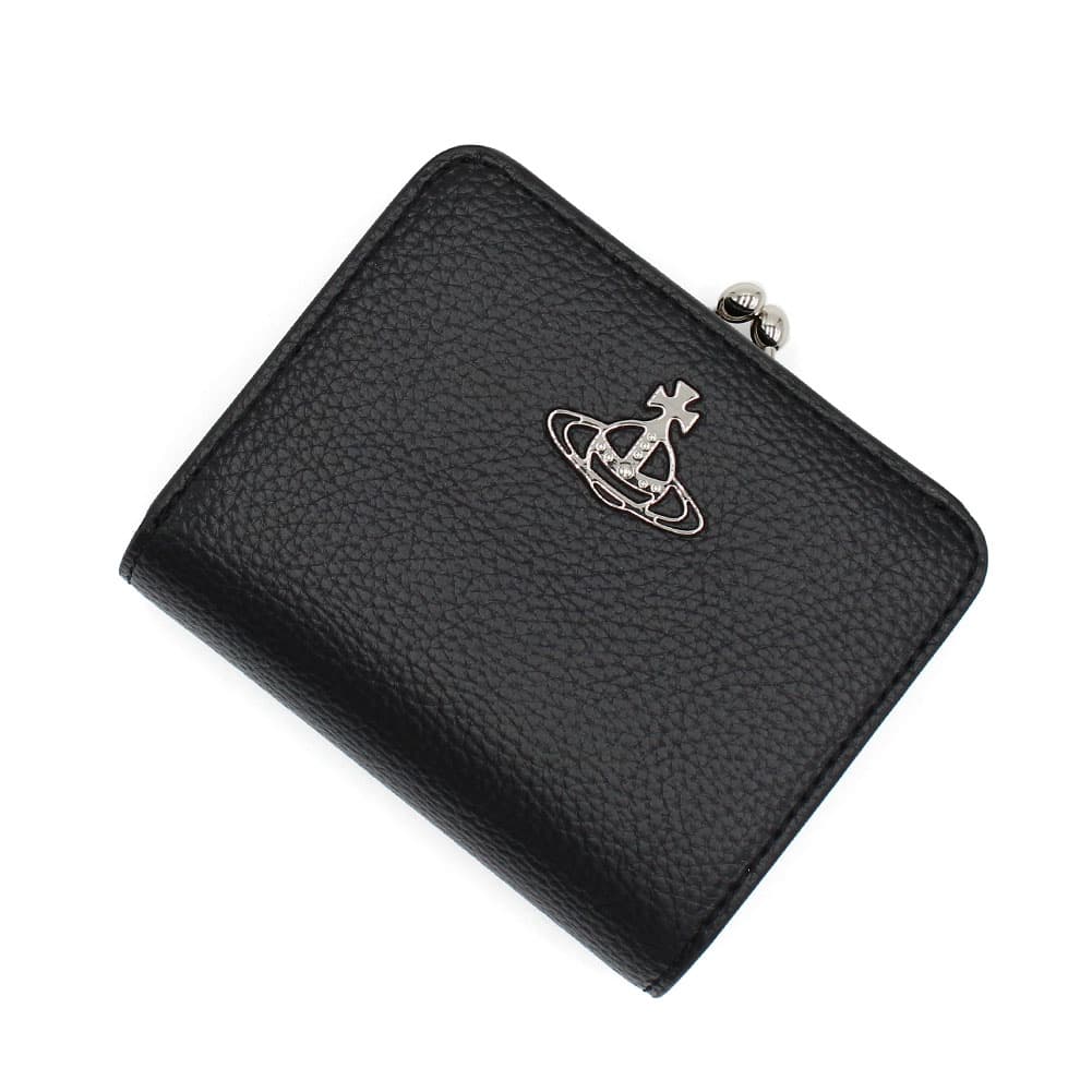 Vivienne westwood オーブロゴ　二つ折り財布　ガマ口　ブラック ヴィヴィアンウエストウッド Vivienne Westwood 財布 二つ折り