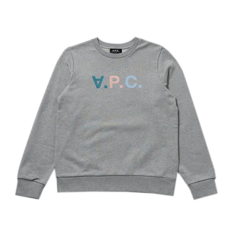 アーペーセー Apc スウェット トレーナー カットソー レディース クルーネック 長袖 ロゴプリント 杢グレー Sサイズ 送料無料 込 誕生日プレゼント いよいよ人気ブランド