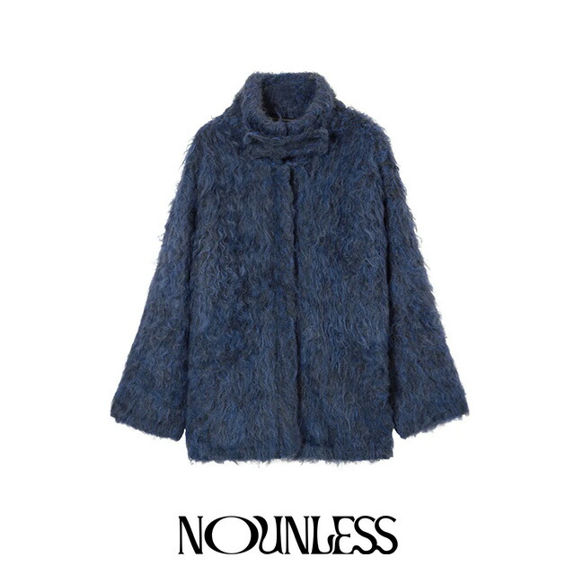 ナウンレス NOUNLESS ビッグカラー ニットファー ジャケット BIG COLLAR KNIT FUR JACKET シャギー ファー コート アウター レディース 【2024 新作】