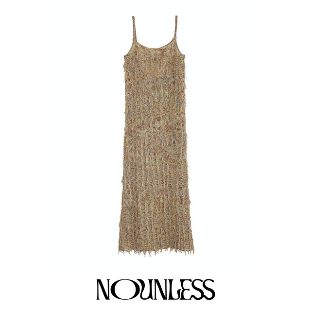 ナウンレス NOUNLESS ブライト ループ フリンジ キャミドレス BRIGHT LOOP FRINGE CAMI DRESS ニットワンピース レディース 【2024 新作】ギフト プレゼント｜store Volk
