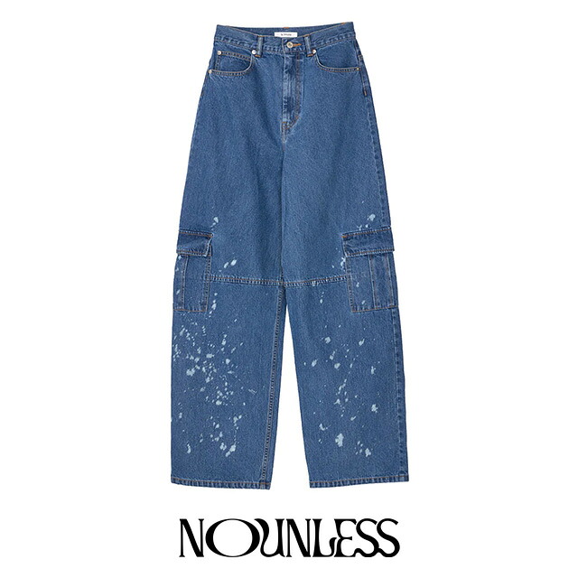 ナウンレス NOUNLESS デニム ディスチャージ プリンティング カーゴ パンツ DENIM DISCHARGE PRINTHING CARGO PANTS デニム カーゴパンツ レディース 【2024 新作】ギフト プレゼント