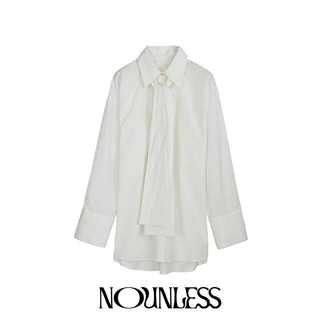 ナウンレス NOUNLESS ストライプ リボン タイ シャツ STRIPE RIBBON TIE SHIRTS 長袖 レディース 【2024 新作】ギフト プレゼント|store Volk
