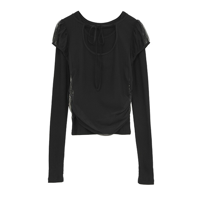 クラネ CLANE 花の冠yd チュール シュロの葉 とり捨てる トップス LAYERED TULLE RIBBON CUT TOPS 長袖 レディース 【2026 新作】【15:00までのご申しつけるで即日送りとどける】