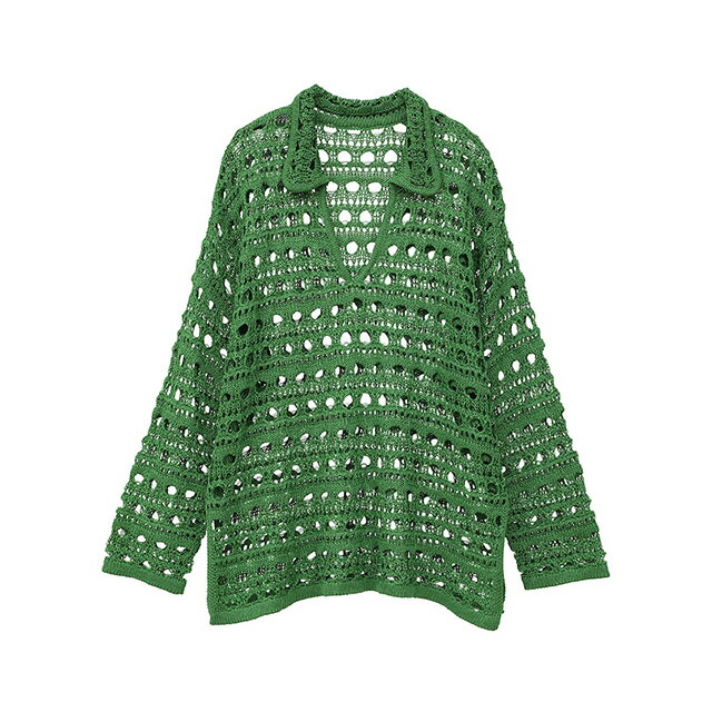 マノフ MANOF クロッシェ ニット トップス CROCHET KNIT TOPS スキッパーデザイン プルオーバー レディース 【2025 新作】【15:00までのご注文で即日配送】