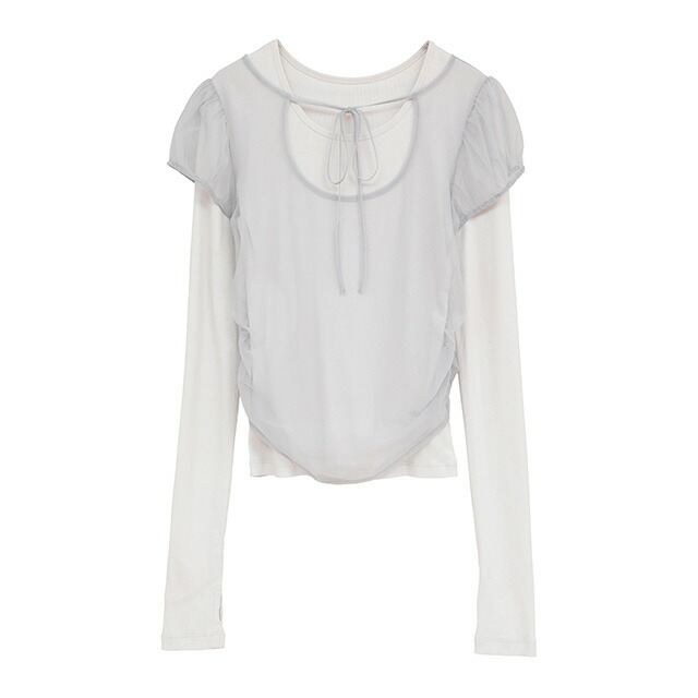 クラネ CLANE 花の冠yd チュール シュロの葉 とり捨てる トップス LAYERED TULLE RIBBON CUT TOPS 長袖 レディース 【2026 新作】【15:00までのご申しつけるで即日送りとどける】