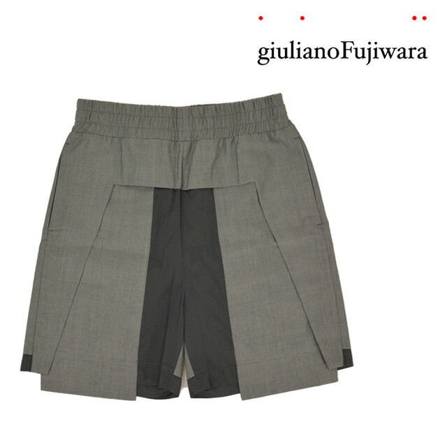 送料無料 Giulianofujiwara ジュリアーノフジワラ バイカラーハーフパンツ メンズ グレー 夏 ウエストゴム ひざ丈 男の子 アウトドア