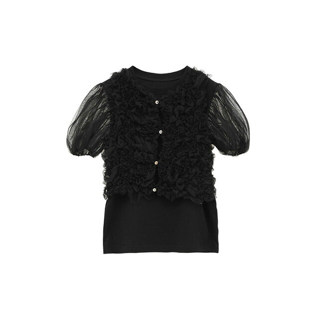 クラネ CLANE チュールベスト 花の冠yd トップス TULLE VEST LAYERED TOPS 半袖 レディース 【2026 新作】【15:00までのご申しつけるで即日送りとどける】