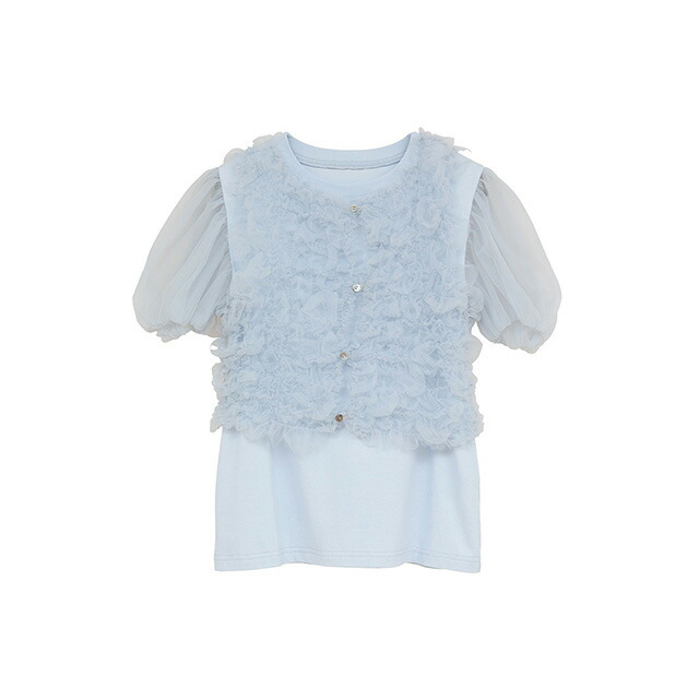 クラネ CLANE チュールベスト 花の冠yd トップス TULLE VEST LAYERED TOPS 半袖 レディース 【2026 新作】【15:00までのご申しつけるで即日送りとどける】
