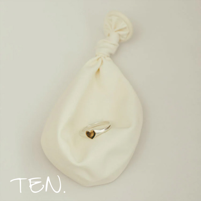 テン / TEN. タイニーハートリング MIX シルバー ゴールド 指輪 シグネット型リング ハートモチーフ シンプル (アクセサリー シンプル ギフト)|store Volk