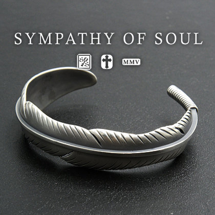 シンパシーオブソウル バングル ラージフェザーバングル しろがね色 sympathy of soul メンズ レディース ユニ一発やる (シルバーバングル メンズ しろがね色 羽毛)  差し上げ物 差し上げ物 意気投合 オブ 精神
