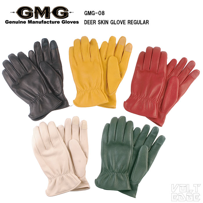 DIN MARKET GMG-08 DEER SKIN GLOVE レギュラー ディアスキン レザー グローブ 日本製 スマホ対応 全5色展開 バイクグローブ|ボルトエッジ バイク用品店