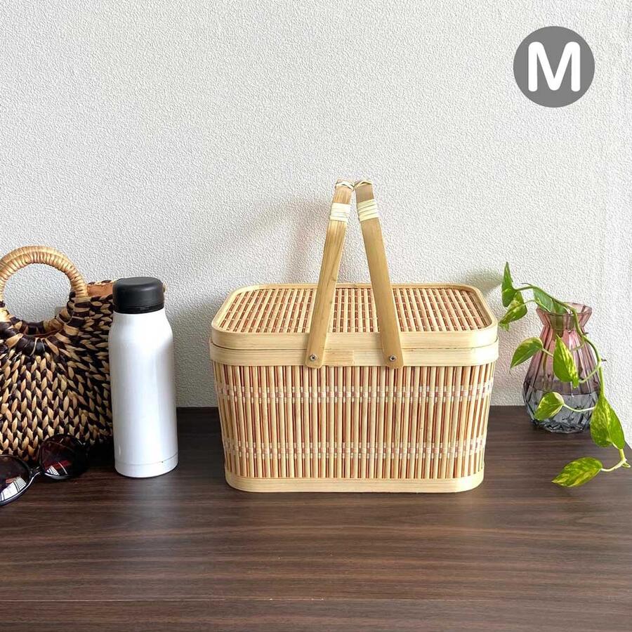 ほぼ未使用　アタ　ピクニックバスケット　収納ボックス ピクニックMサイズ (PNC152) Rosily(ロージリー) バリ島 アタ