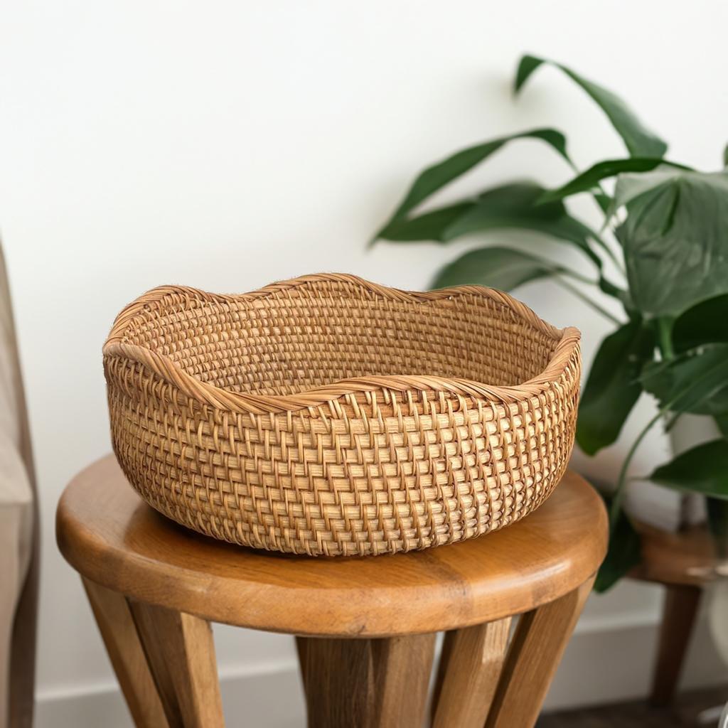 楽天市場】＼高級ベトナムラタン製／ アジアン ボウル型 バスケット L