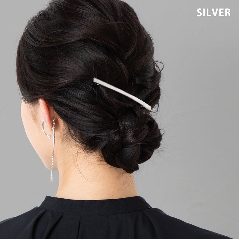 バレッタ ヘアアクセ レディース メタル 細 パイプ セミマット 大きめ ヘアアレンジ まとめ髪 ゴールド シルバー カジュアル シンプル トレンド 結婚式  パーティー フォーマル 30代 40代 50代 女性 ブランド ヘアアクセサリー