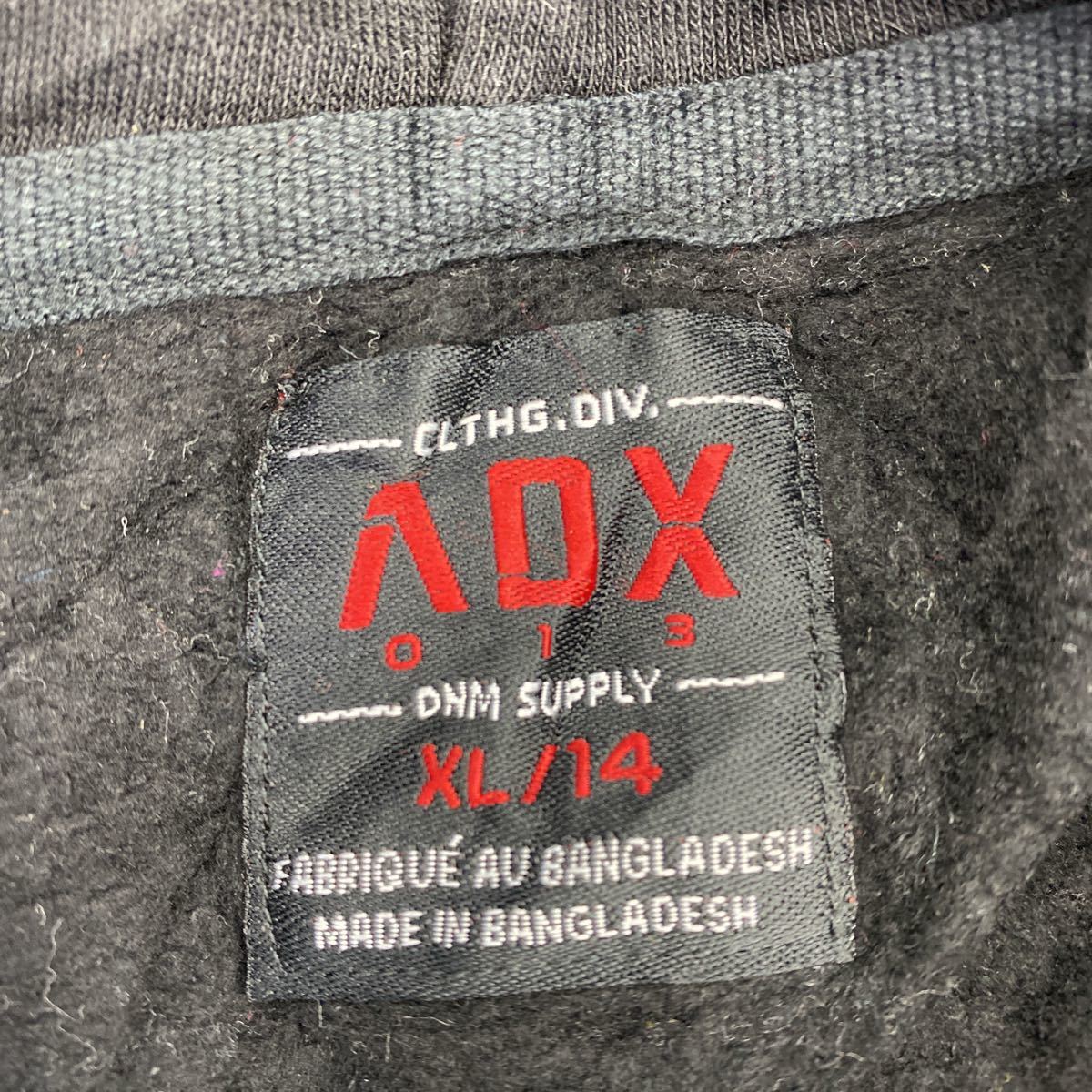 ADXスウェットパーカーキッズXLブラック無地シンプルフーディー古着卸アメリカ仕入t2202-4399