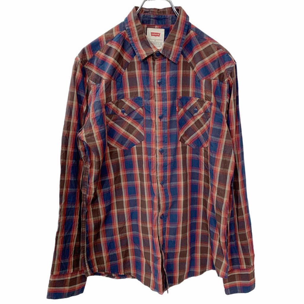 Levi's 長袖チェックシャツ Sサイズ リーバイス ネイビー レッド ブラウン ホワイト 古着卸 アメリカ仕入 t2209-3179  新製品情報も満載