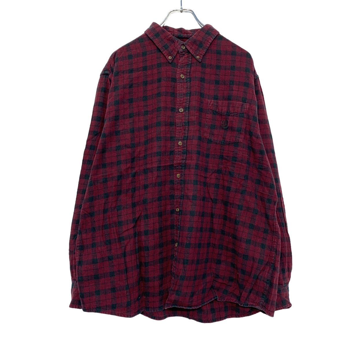 USA古着 CHAPS ネルシャツ　L レッド　犬柄 USA古着 CHAPS ネルシャツL レッドホワイトグレー チェック