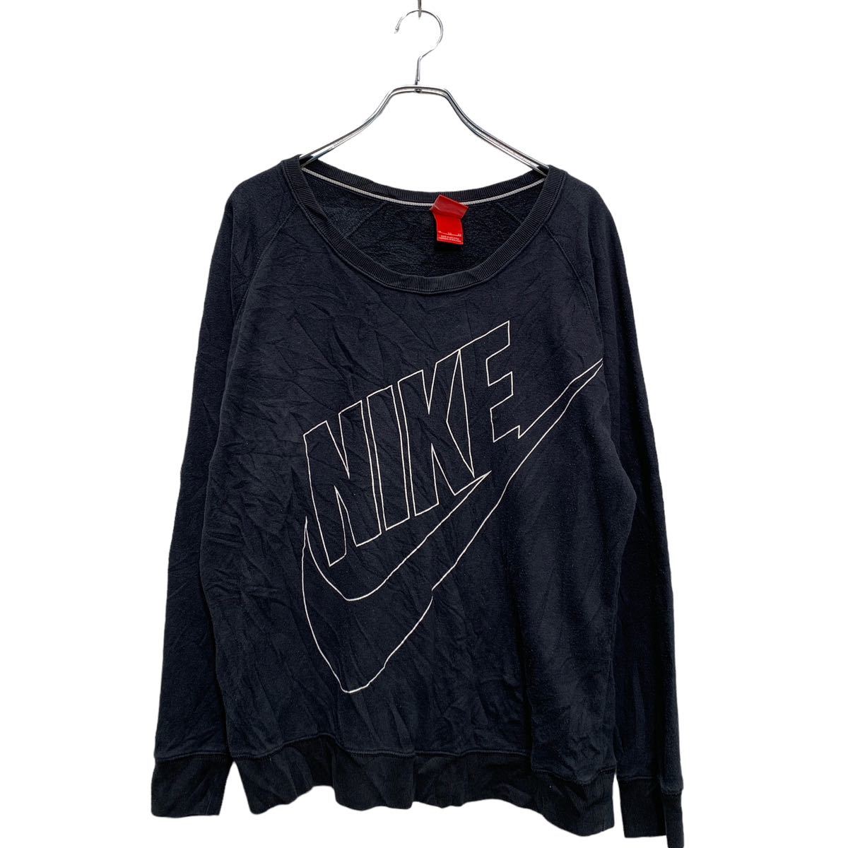 90年代 USA製 NIKE ナイキ ワンポイントロゴ スウェット スポーツ ブラック(レディース M)中古 古着 V8973 NIKE - 90年代 USA製 NIKE ナイキ ワンポイントロゴ スウェット
