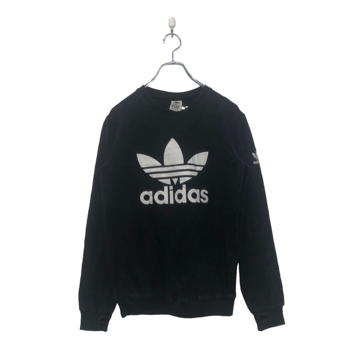 【楽天市場】【中古】【古着】 adidas ロゴ スウェット トレーナー レディース L アディダス ブラック ホワイト サムホール プリント ...