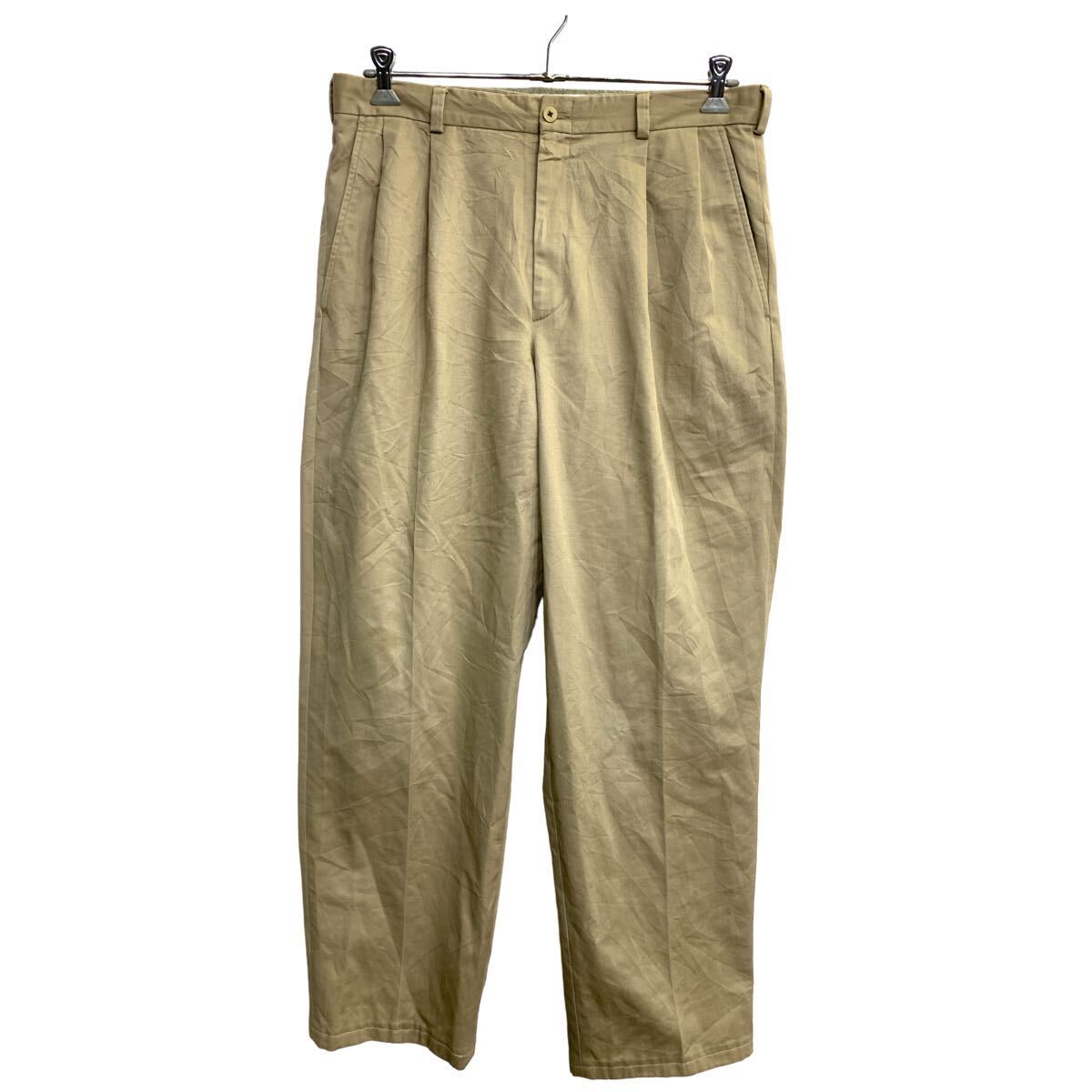 00s Eddie Bauer チノパン フェード バギー w36 XL エディーバウアー チノパン コットンツイル ベージュ 2タック