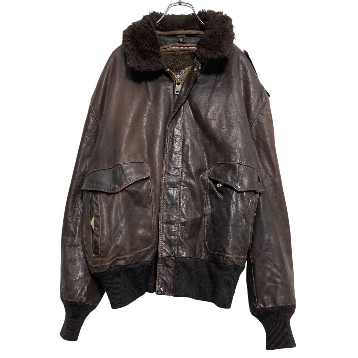 【70-80s vintage】レザーパーカー　ボア　本革　usa製　短丈　古着 70-80s vintage】レザーパーカー ボア 本革 usa製 短丈 古着